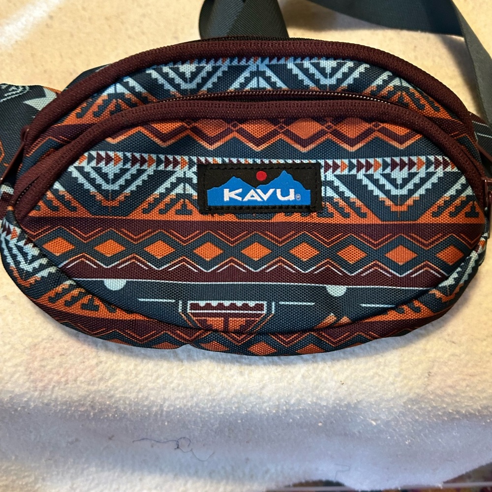 KAVU Patterned Waist Bag - Brown and Black